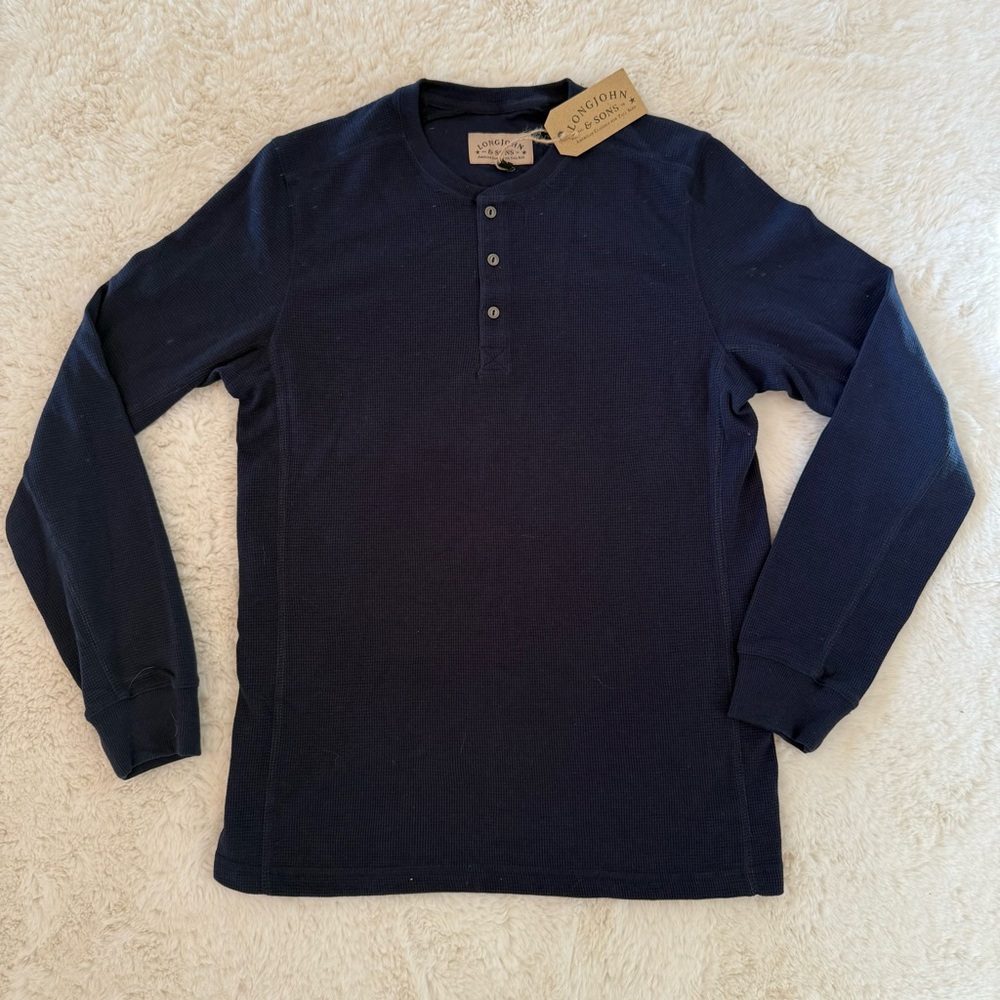 Long John & Sons Navy Long Sleeve Henley Shirt